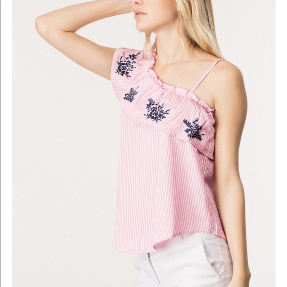 Embroidered Stripe One Shoulder Top🌸💖🌸💖 - Picture 2 of 3